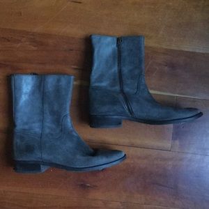 Grey flat ankle boots